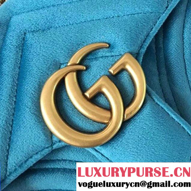 Gucci GG Marmont Velvet Mini Shoulder Bag 446744 Blue 2017 (SLP-7091503 )