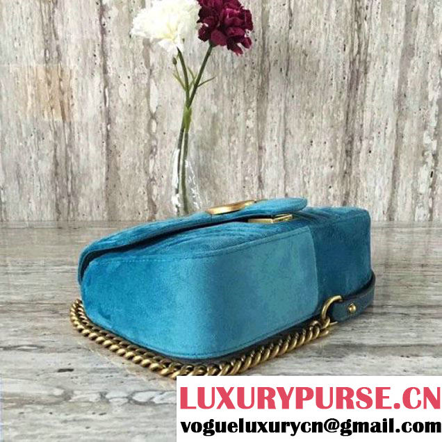 Gucci GG Marmont Velvet Mini Shoulder Bag 446744 Blue 2017 (SLP-7091503 )