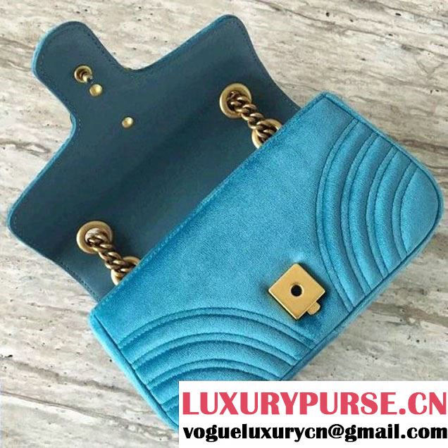 Gucci GG Marmont Velvet Mini Shoulder Bag 446744 Blue 2017 (SLP-7091503 )