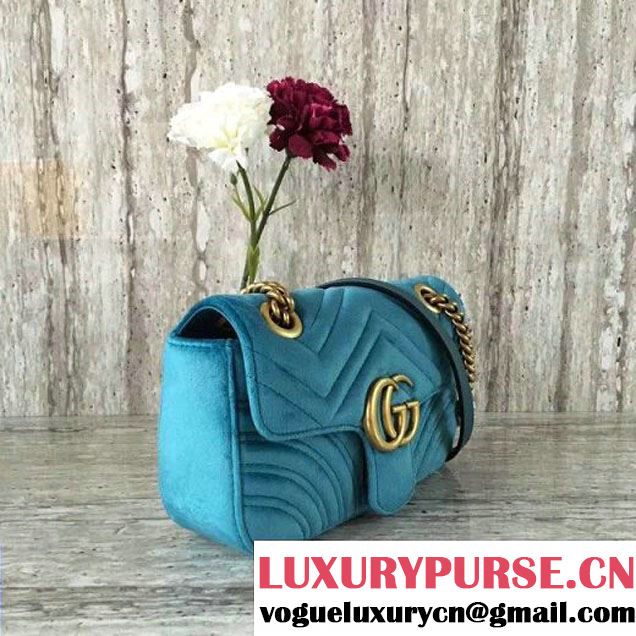 Gucci GG Marmont Velvet Mini Shoulder Bag 446744 Blue 2017 (SLP-7091503 )
