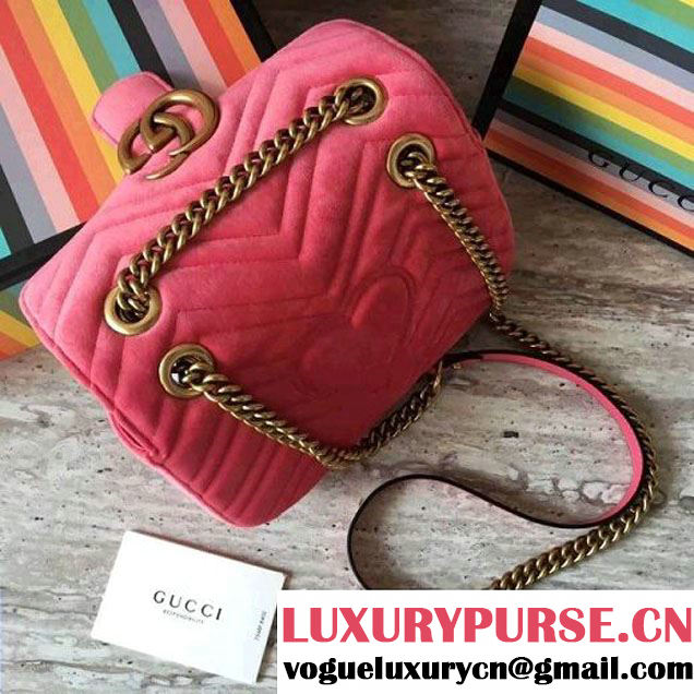 Gucci GG Marmont Velvet Mini Shoulder Bag 446744 Pink 2017 (SLP-7091502 )