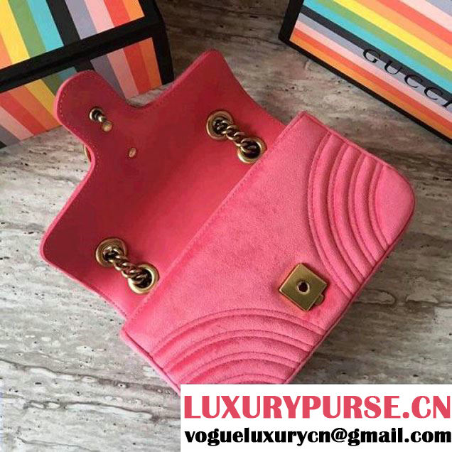Gucci GG Marmont Velvet Mini Shoulder Bag 446744 Pink 2017 (SLP-7091502 )