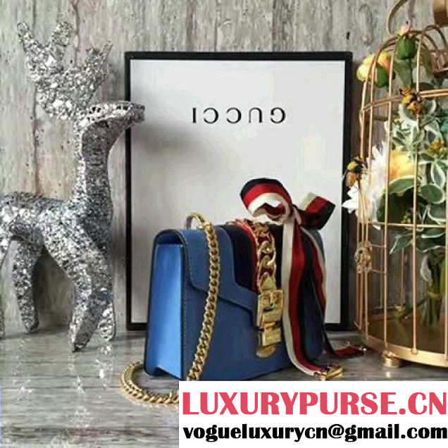 Gucci Sylvie Leather Mini Chain Bag 431666 Blue 2016 (7091051 )