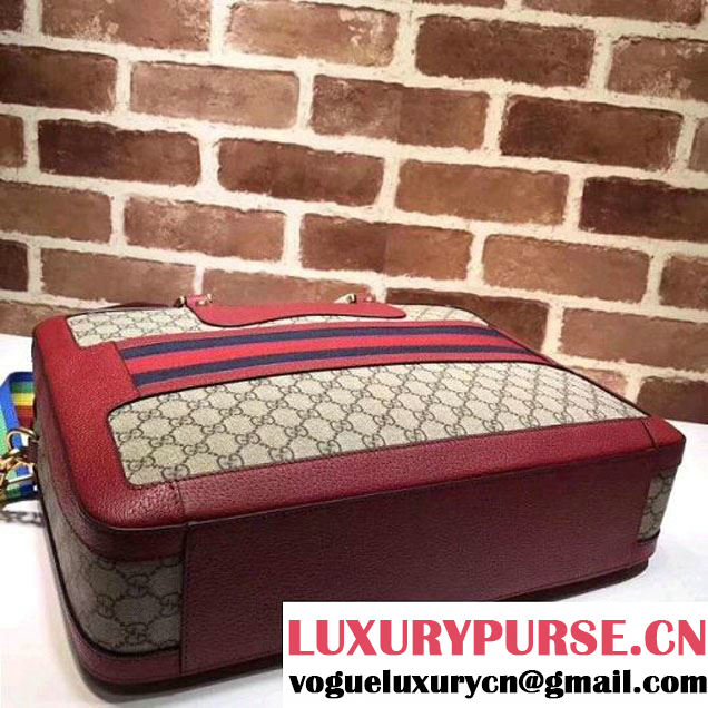 Gucci GG Supreme Briefcase with Web 484663 Red Fall/Winter 2017 (XYS-7102425 )