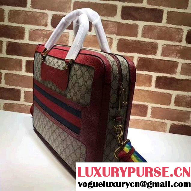 Gucci GG Supreme Briefcase with Web 484663 Red Fall/Winter 2017 (XYS-7102425 )