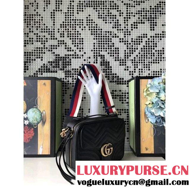 Gucci GG Marmont Matelassé Shoulder Bag 498100 Black 2017 (XYS-7102424 )