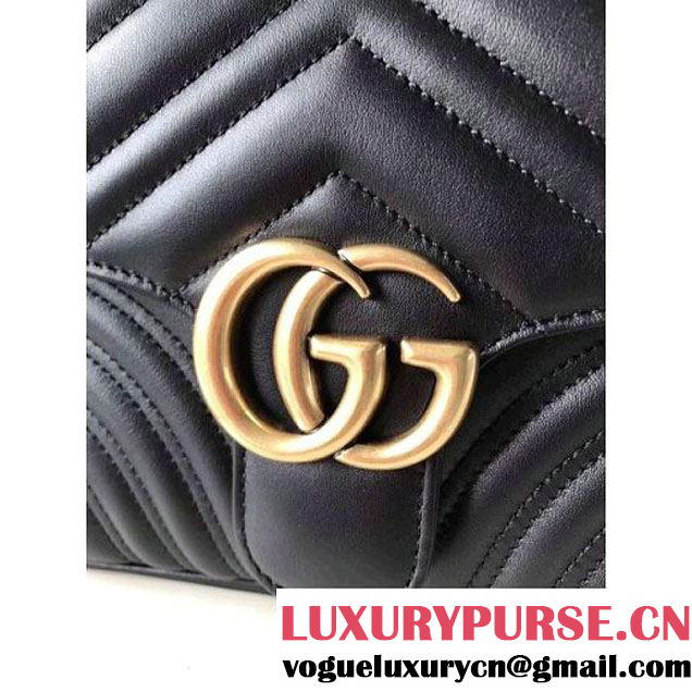 Gucci GG Marmont Matelassé Shoulder Bag 498100 Black 2017 (XYS-7102424 )