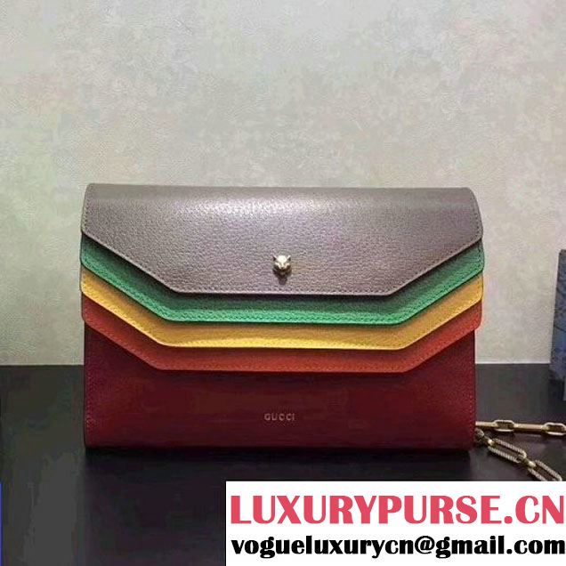 Gucci Rainbow Leather Shoulder Bag With Chain 2017 (XYS-7102419 )