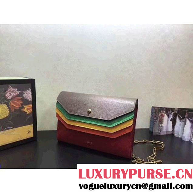 Gucci Rainbow Leather Shoulder Bag With Chain 2017 (XYS-7102419 )
