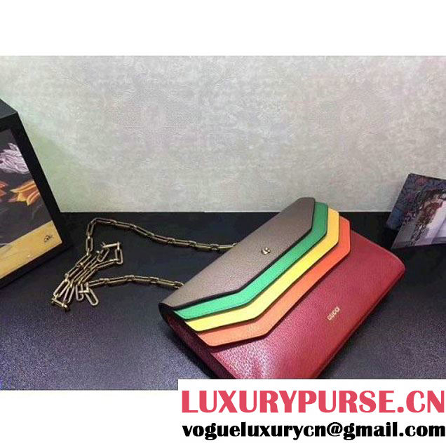 Gucci Rainbow Leather Shoulder Bag With Chain 2017 (XYS-7102419 )
