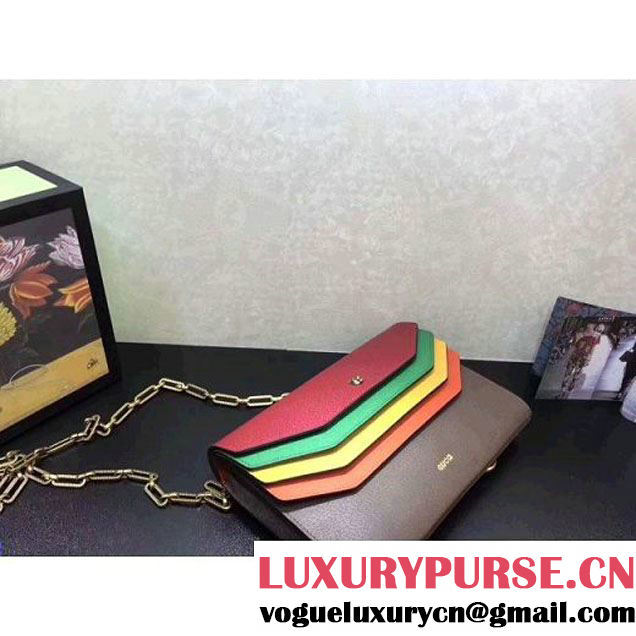 Gucci Rainbow Leather Shoulder Bag With Chain 2017 (XYS-7102418 )