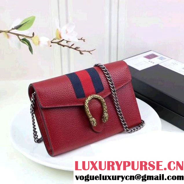 Gucci Dionysus Leather Mini Chain Bag with Web 401231 Red 2017 (XYS-7102416 )