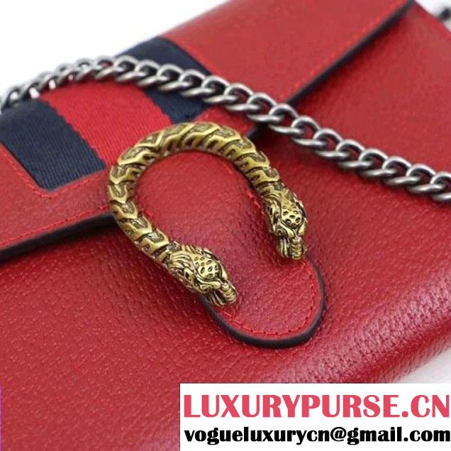 Gucci Dionysus Leather Mini Chain Bag with Web 401231 Red 2017 (XYS-7102416 )