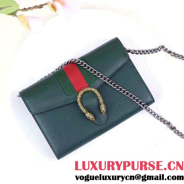 Gucci Dionysus Leather Mini Chain Bag with Web 401231 Green 2017 (XYS-7102415 )