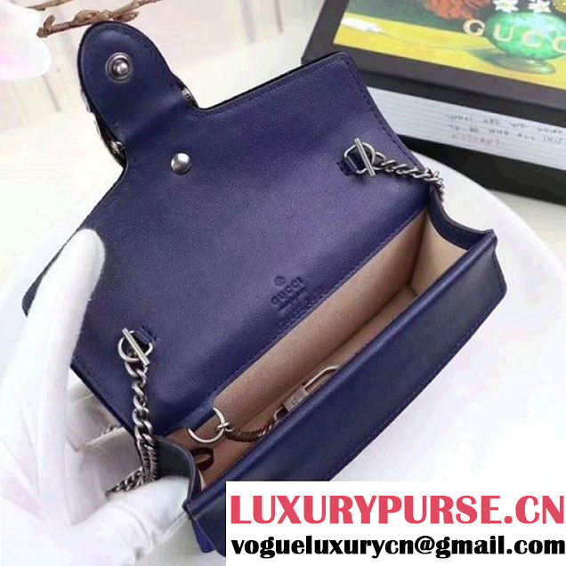 Gucci Dionysus Super Mini Bag with Crystals 476432 Navy Blue 2017 (XYS-7102413 )