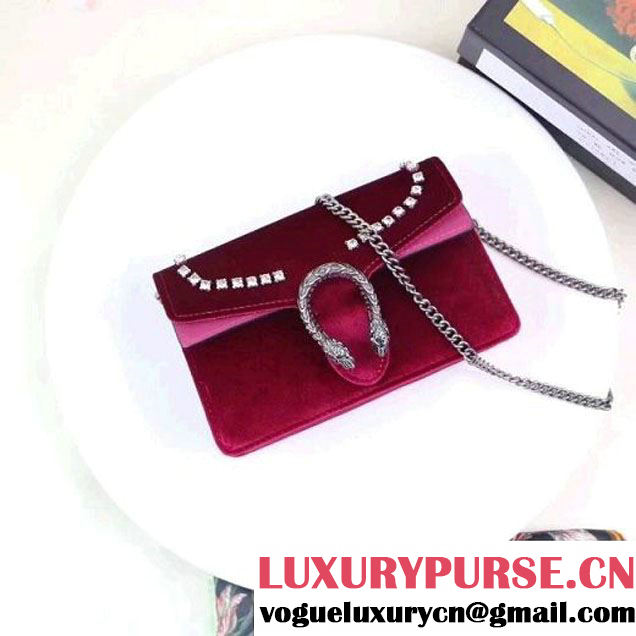 Gucci Dionysus Super Mini Bag with Crystals 476432 Burgundy  2017 (XYS-7102412 )