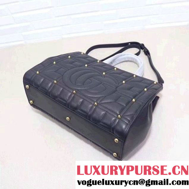 Gucci GG Marmont Matelassé Top Handle Bag With Studs 443505 Black 2017 (XYS-7102428 )