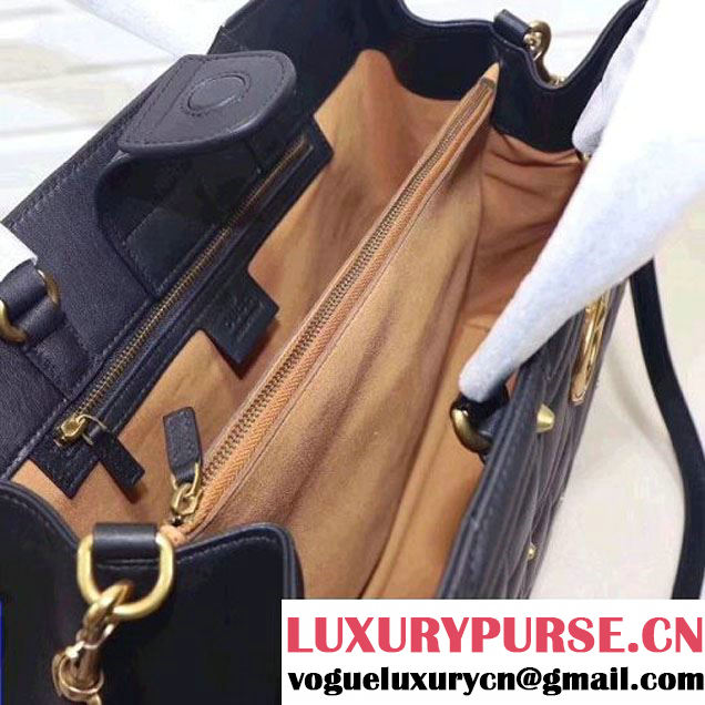 Gucci GG Marmont Matelassé Top Handle Bag With Studs 443505 Black 2017 (XYS-7102428 )