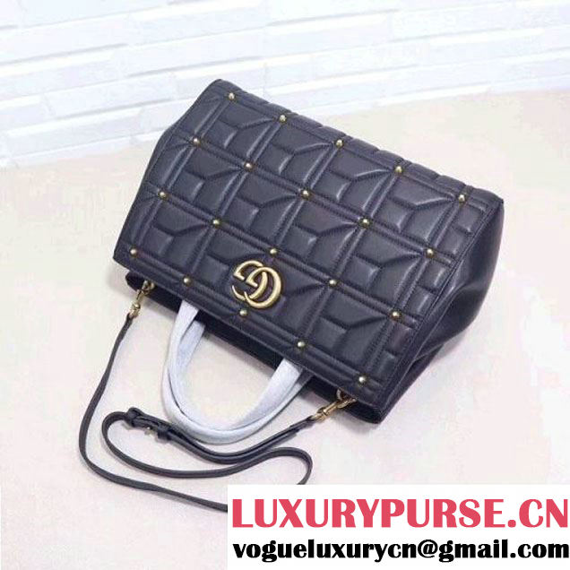 Gucci GG Marmont Matelassé Top Handle Bag With Studs 443505 Black 2017 (XYS-7102428 )