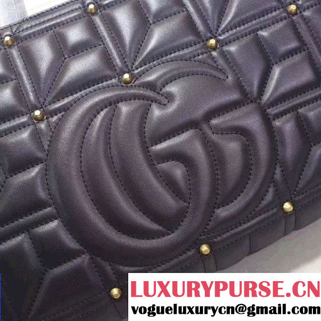 Gucci GG Marmont Matelassé Top Handle Bag With Studs 443505 Black 2017 (XYS-7102428 )