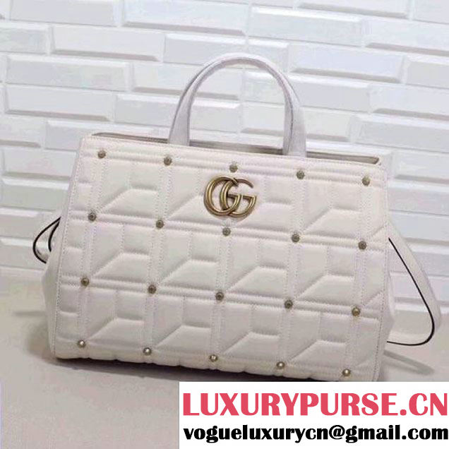 Gucci GG Marmont Matelassé Top Handle Bag With Studs 443505 White 2017 (XYS-7102427 )