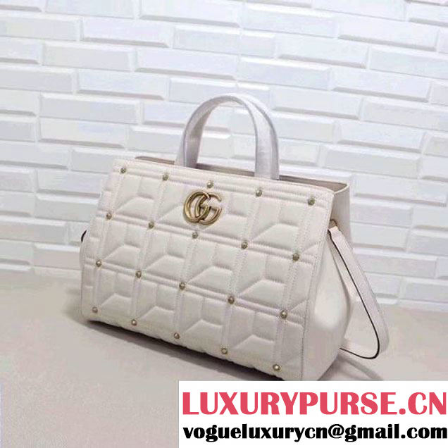 Gucci GG Marmont Matelassé Top Handle Bag With Studs 443505 White 2017 (XYS-7102427 )
