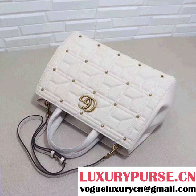 Gucci GG Marmont Matelassé Top Handle Bag With Studs 443505 White 2017 (XYS-7102427 )