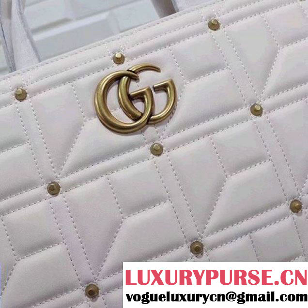 Gucci GG Marmont Matelassé Top Handle Bag With Studs 443505 White 2017 (XYS-7102427 )