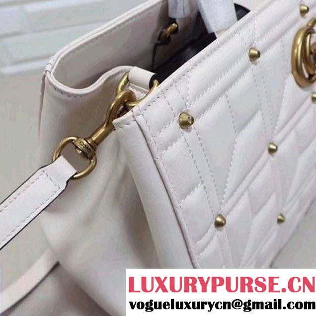 Gucci GG Marmont Matelassé Top Handle Bag With Studs 443505 White 2017 (XYS-7102427 )