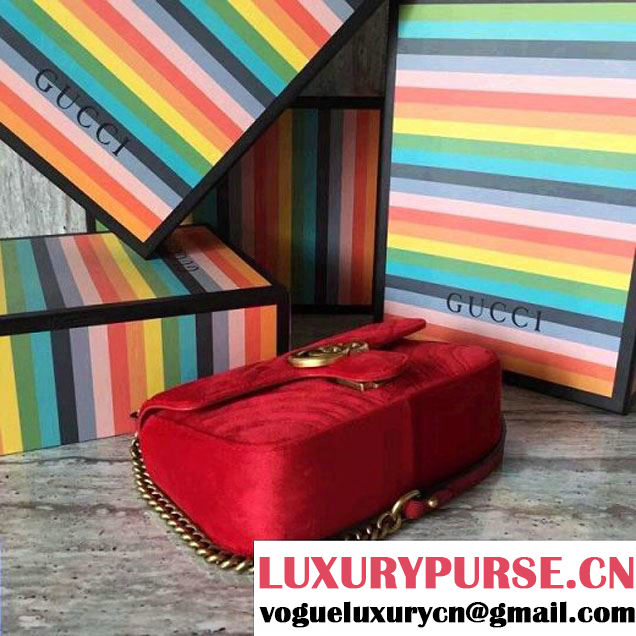 Gucci GG Marmont Velvet Mini Shoulder Bag 446744 Red 2017 (SLP-7110251 )