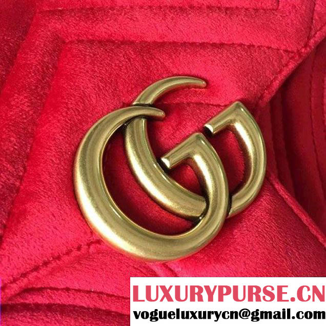 Gucci GG Marmont Velvet Mini Shoulder Bag 446744 Red 2017 (SLP-7110251 )