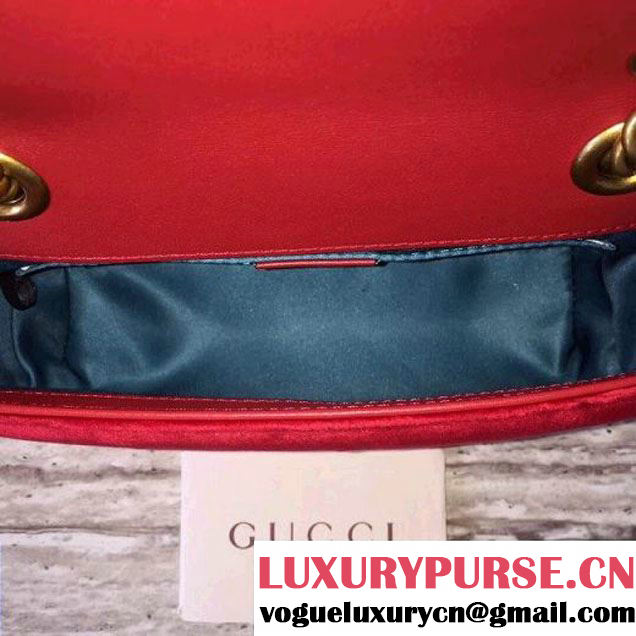 Gucci GG Marmont Velvet Mini Shoulder Bag 446744 Red 2017 (SLP-7110251 )