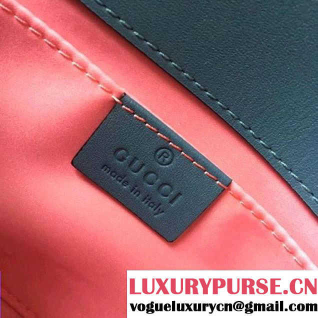 Gucci GG Marmont Flower Embroidered Velvet Mini Bag 446744 Blue 2017 (SLP-7110252 )