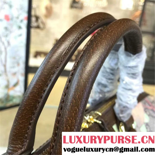 Gucci Tian Floral Supreme Leather Boston Bag Fall Winter 2016 Runway Collection Brown