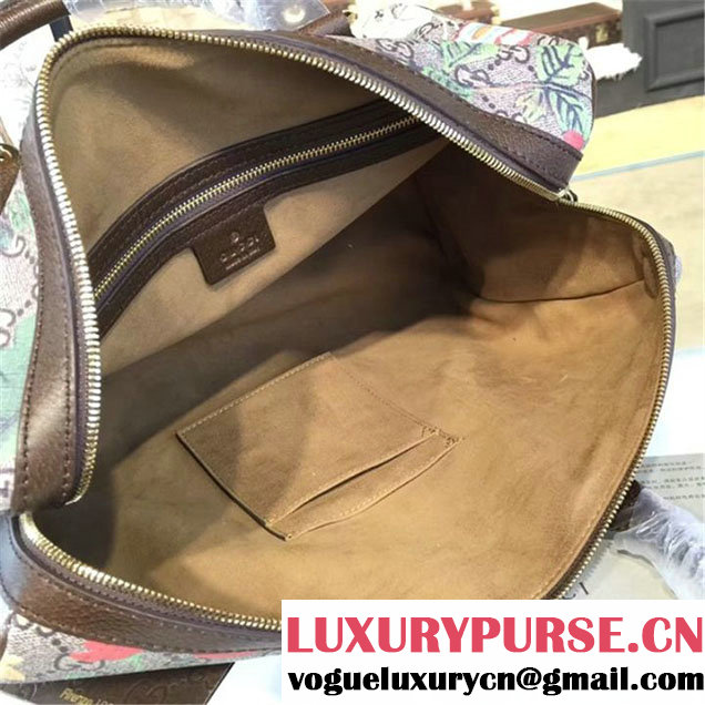 Gucci Tian Floral Supreme Leather Boston Bag Fall Winter 2016 Runway Collection Brown