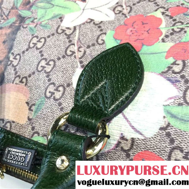Gucci Tian Floral Supreme Leather Boston Bag Fall Winter 2016 Runway Collection Green