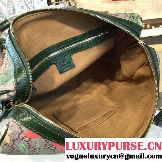 Gucci Tian Floral Supreme Leather Boston Bag Fall Winter 2016 Runway Collection Green