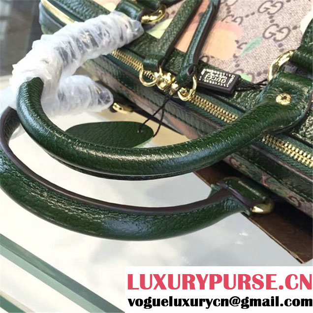 Gucci Tian Floral Supreme Leather Boston Bag Fall Winter 2016 Runway Collection Green