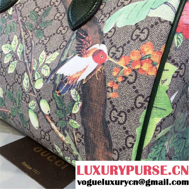 Gucci Tian Floral Supreme Leather Boston Bag Fall Winter 2016 Runway Collection Green