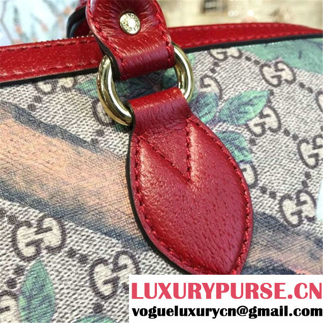Gucci Tian Floral Supreme Leather Boston Bag Fall Winter 2016 Runway Collection Burgundy