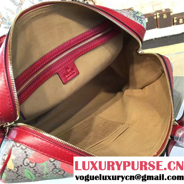Gucci Tian Floral Supreme Leather Boston Bag Fall Winter 2016 Runway Collection Burgundy