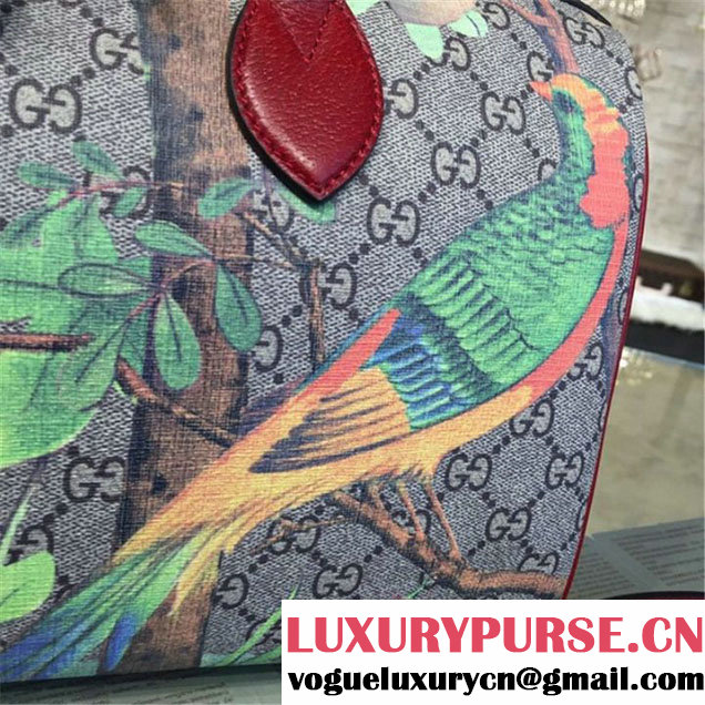 Gucci Tian Floral Supreme Leather Boston Bag Fall Winter 2016 Runway Collection Burgundy