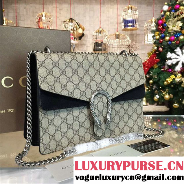 Gucci Dionysus GG Supreme Shoulder Large Bag Fall Winter 2016 Collection Black Beige