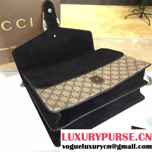 Gucci Dionysus GG Supreme Shoulder Large Bag Fall Winter 2016 Collection Black Beige