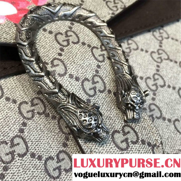 Gucci Dionysus GG Supreme Blooms Print Medium Shoulder Bag Fall Winter 2016 Collection Black Suede Beige