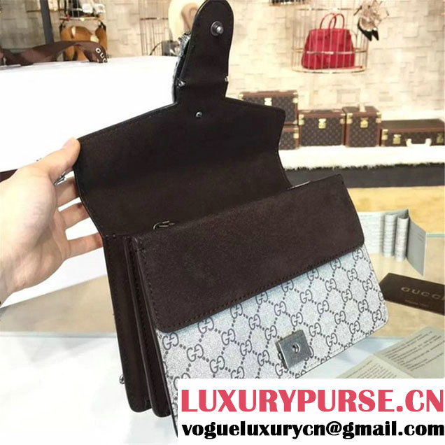 Gucci Dionysus GG Supreme Blooms Print Medium Shoulder Bag Fall Winter 2016 Collection Black Suede Beige