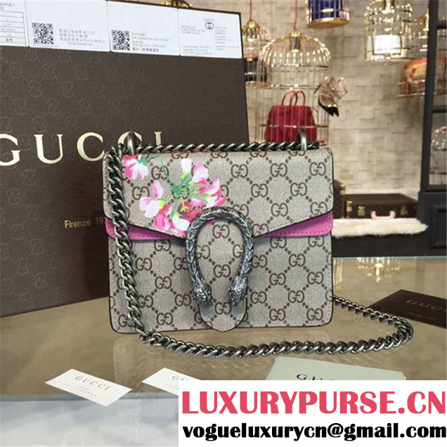 Gucci Dionysus GG Supreme Blooms Print Small Shoulder Bag Fall Winter 2016 Collection Burgundy Beige