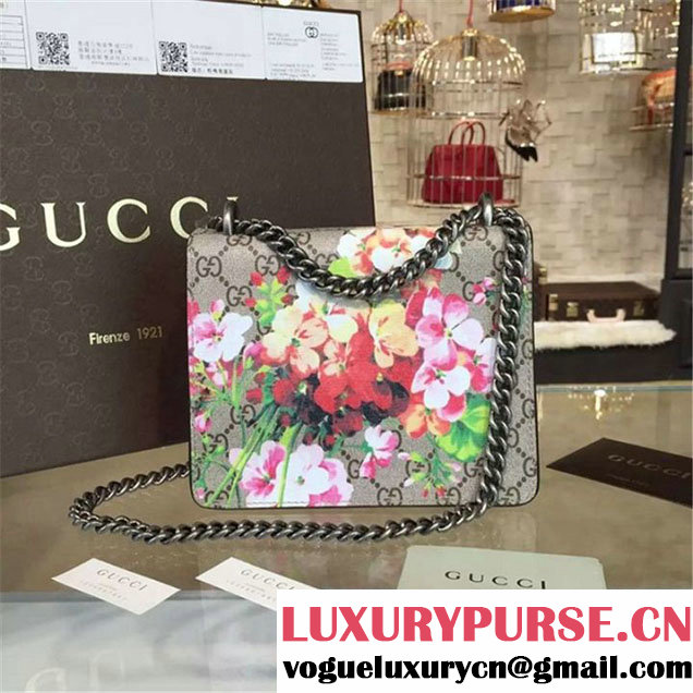 Gucci Dionysus GG Supreme Blooms Print Small Shoulder Bag Fall Winter 2016 Collection Burgundy Beige