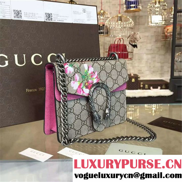 Gucci Dionysus GG Supreme Blooms Print Small Shoulder Bag Fall Winter 2016 Collection Burgundy Beige