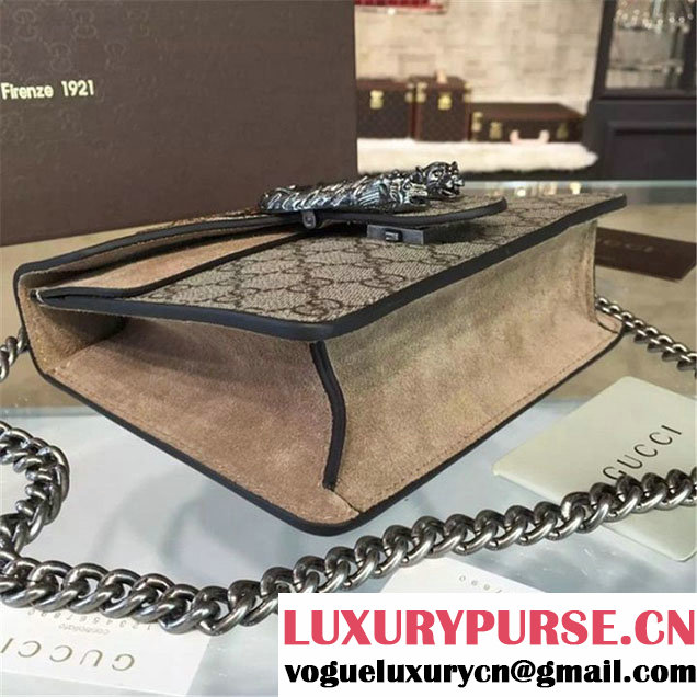 Gucci Dionysus GG Supreme Shoulder Small Bag with Bee Embroidery Fall Winter 2016 Collection Beige Suede Beige